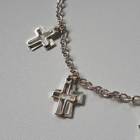 Silver bracelet with six double catholic cross - Picture 2 of 4